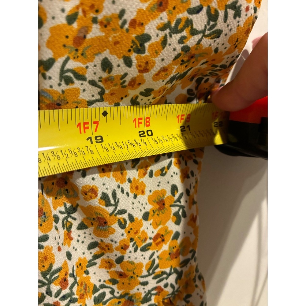 Emery Rose Yellow Floral Tiered Babydoll Dress 1XL Short Sleeve Boho Mini Shift - Picture 3 of 5